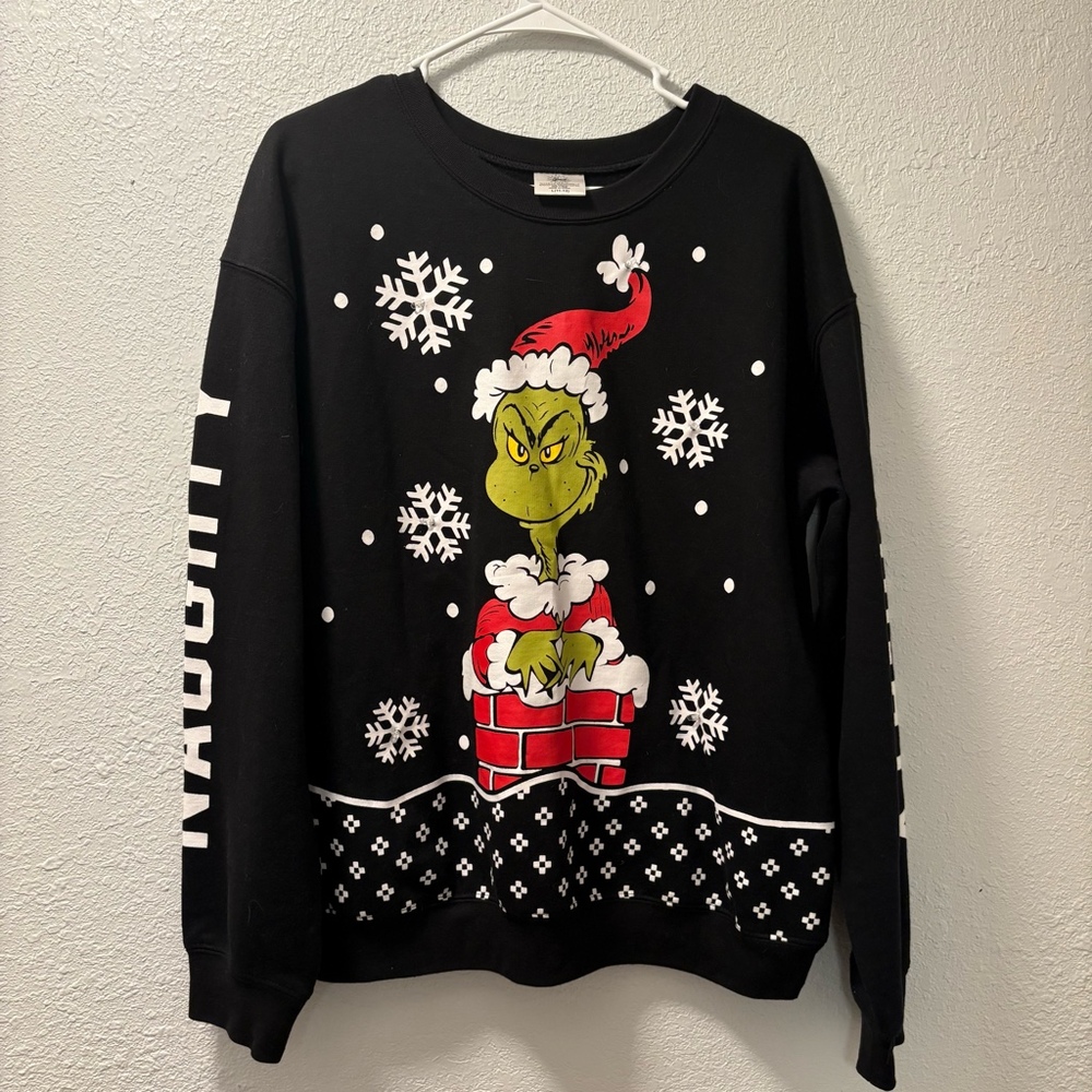 THE GRINCH NAUGHTY LIGHTED CHRISTMAS PULLOVER SWEATSHIRT SIZE L